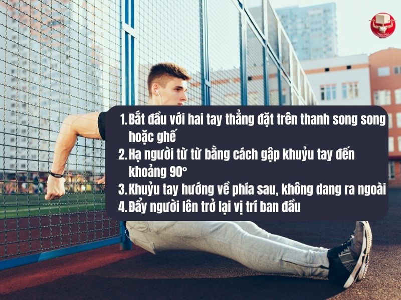 4 bước thực hiện động tác Dips đúng