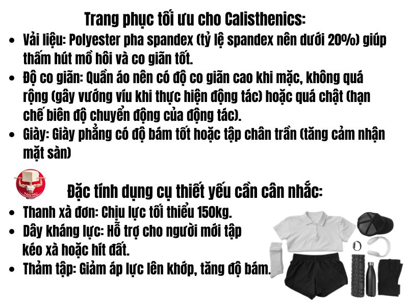 Lưu ý về cách chọn trang phục và dụng cụ tập luyện Calisthenics phù hợp