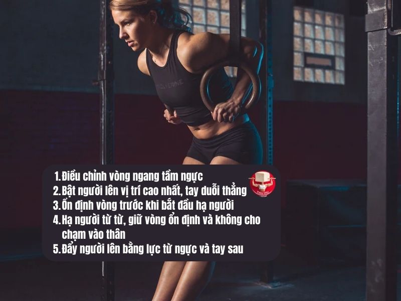 5 bước thực hiện động tác Ring Dips