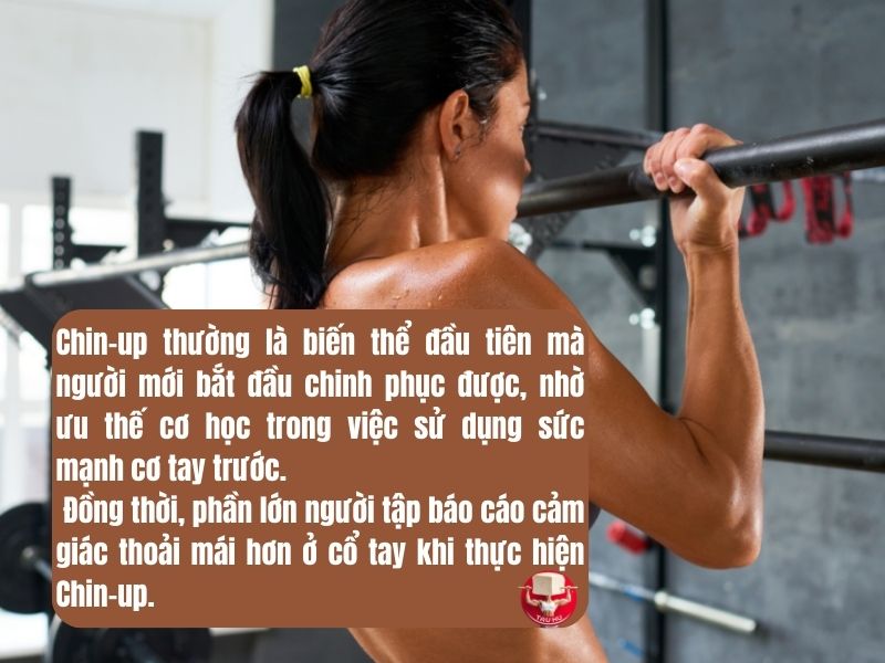 Chin-up là bài tập cơ bản và dễ chinh phục dành cho người mới bắt đầu nhờ sử dụng sức mạnh cơ tay trước