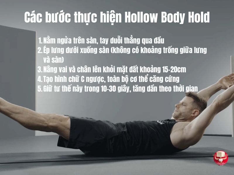 5 bước thực hiện động tác Hollow Body Hold đúng