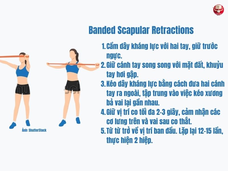 5 bước thực hiện động tác kéo xương bả vai với dây kháng lực