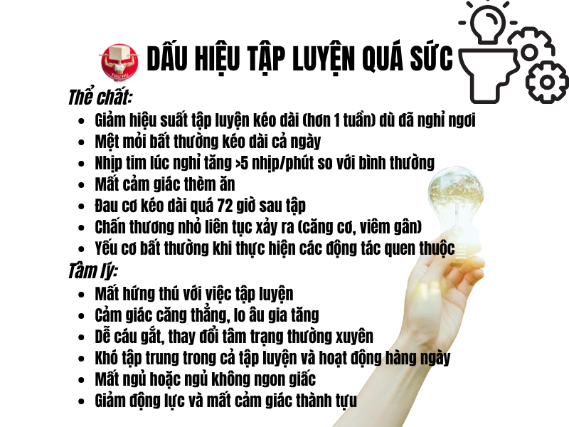 Các dấu hiệu thể chất và tâm lý nhận biết việc tập luyện quá sức