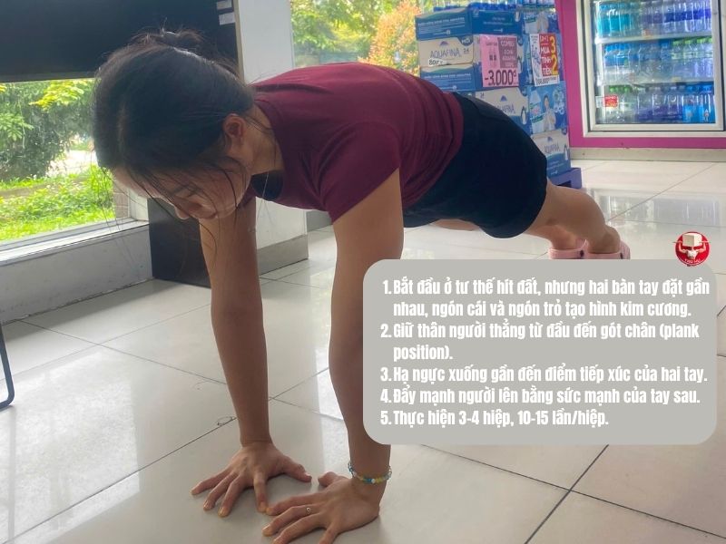 Cách thực hiện động tác Diamond Push-ups