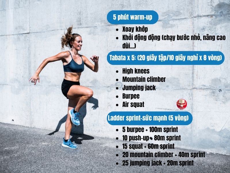 Các bài tập ngày thứ 4 kết hợp tăng sức bền và bùng nổ