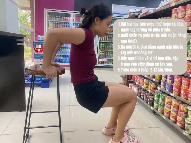 Cách thực hiện động tác Triceps Dips