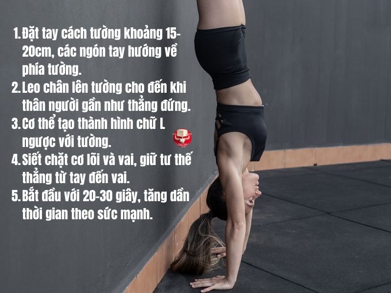 Cách thực hiện động tác Wall Handstand Holds