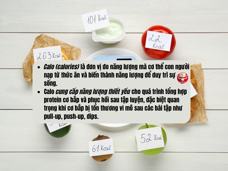 Tính toán calo cho người tập Calisthenics: Ăn bao nhiêu để đạt mục tiêu? 17 Calories (Calo) đặc biệt quan trọng giúp phục hồi cơ bắp bị tổn thương vi mô sau các bài tập như pull-up, push-up, dips