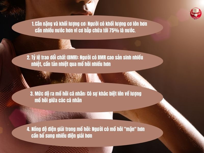Đặc điểm sinh lý ảnh hưởng đến nhu cầu nước